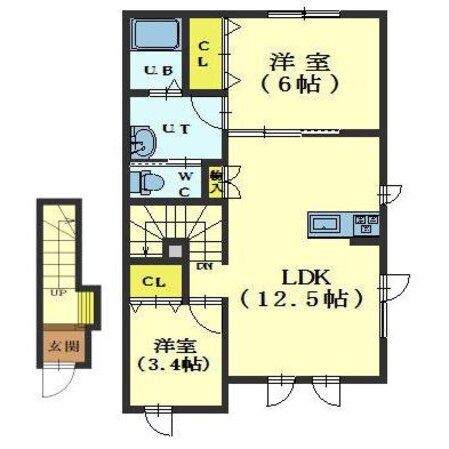 ラフィーネ谷地頭Bの物件間取画像